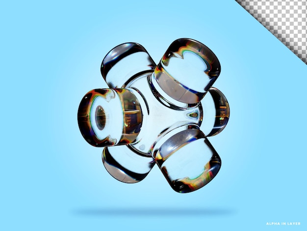 Abstrakte geometrische Form futuristische Dispersion Glasmaterial Design 3D-Rendering