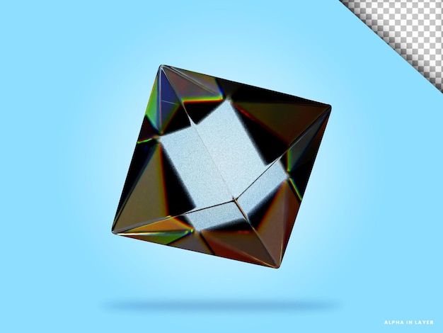 Abstrakte geometrische Form futuristische Dispersion Glasmaterial Design 3D-Rendering