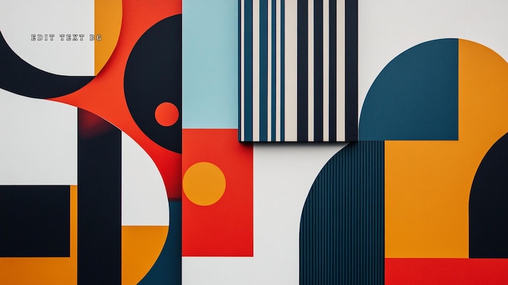 PSD abstrakte geometrische kunst mit überlappenden formen in orange, rot, schwarz und weiß