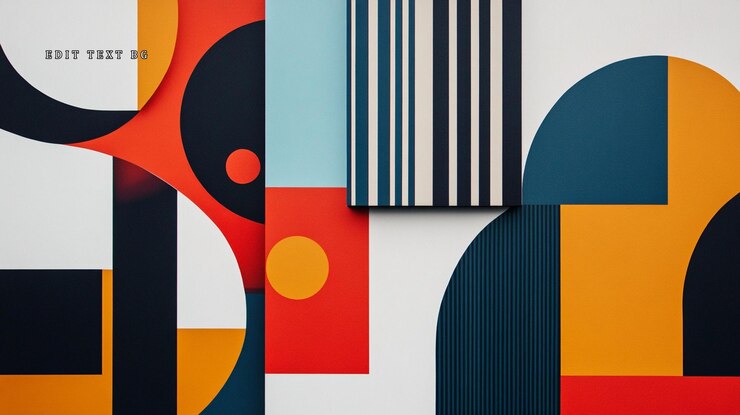 PSD abstrakte geometrische kunst mit überlappenden formen in orange, rot, schwarz und weiß