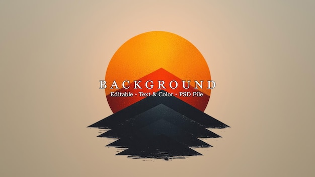 Abstrakte Illustration eines Sonnenuntergangs über geschichtete geometrische Formen