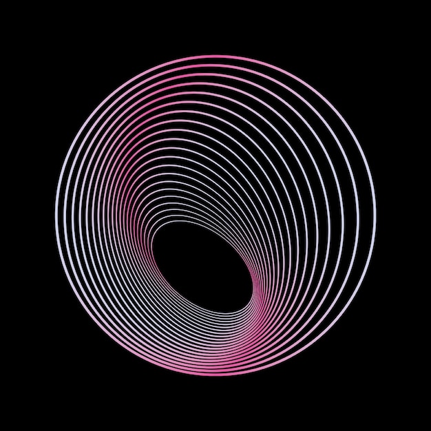 Abstrakte kreisförmige Spirale mit rosa Gradient auf Schwarz