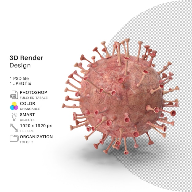 Abstrakte Virusstruktur 3D-Modellierung PSD-Datei Realistischer Virus