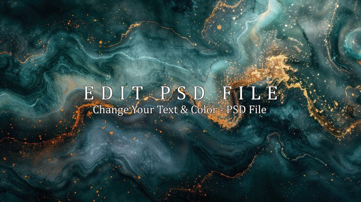 PSD abstrakte wirbel aus gold und teal