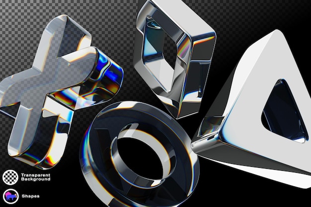 Abstrakter 3D-Schwarzer Hintergrund mit Glas holographisch durchsichtig geometrischer Kreis quadratisches Dreieck plus Formen rendern Kristall Regenbogen Gradient Dispersion Licht Digital Tech Banner