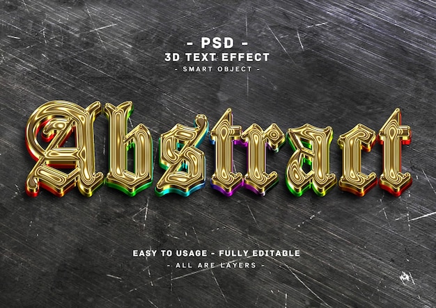 Abstrakter 3d-texteffekt in goldfarben