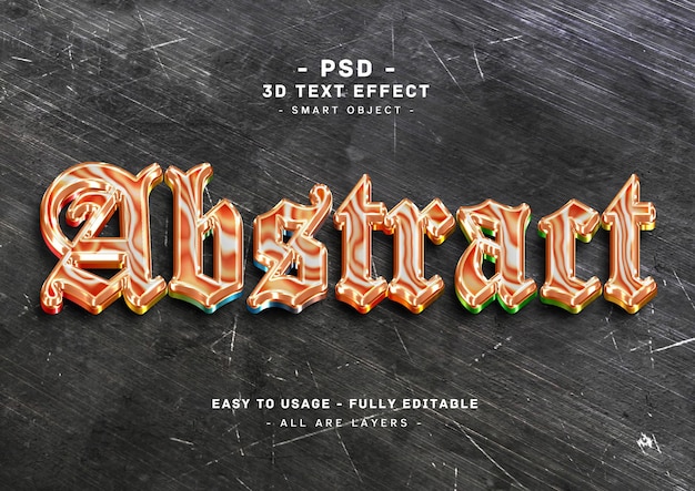 Abstrakter 3D-Texteffekt in orangefarbenen Farben