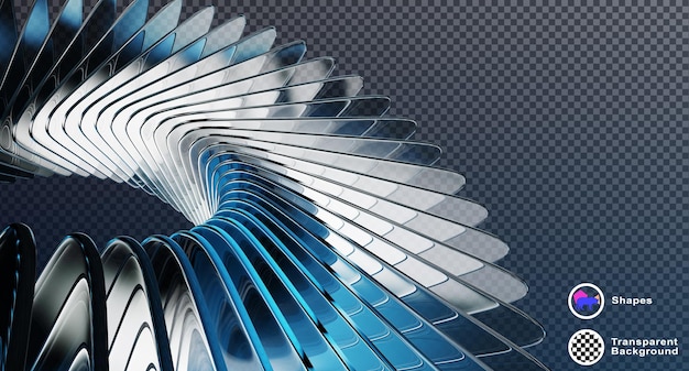Abstrakter dunkler 3D-Hintergrund mit Glaskurven-Wellen-Effekt von transparenten quadratischen Plattenreihe Kristalllinienmuster mit blauem Gradienten-Lichtbrechungsflare Rendering digitaler Tech-Banner