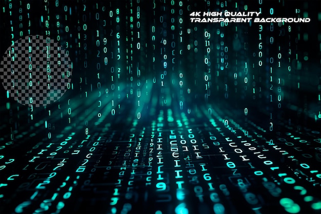 PSD abstrakter futuristischer cyberspace mit binärem code transparenter hintergrund