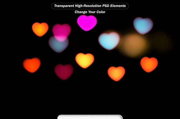 PSD abstrakter hintergrund liebe bunte verschwommene herzförmige lichter valentinstag hintergrund