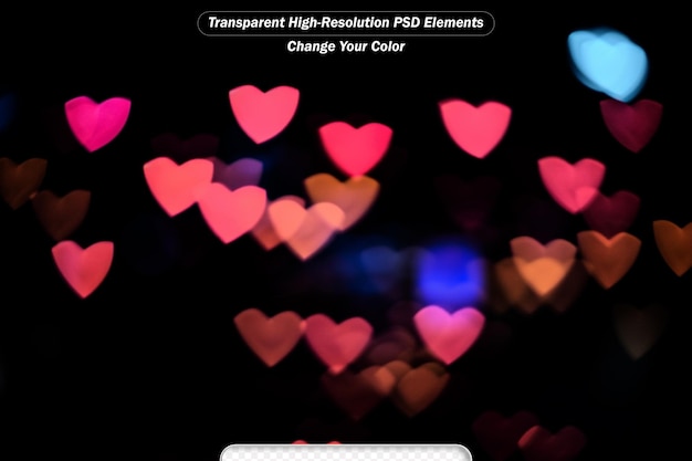 PSD abstrakter hintergrund liebe farbenfrohe, verschwommene, herzförmige lichter valentinstag hintergrund