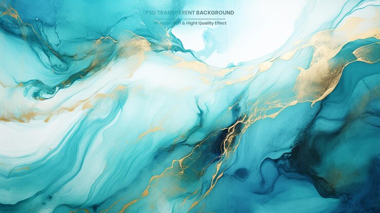PSD abstrakter künstlerischer hintergrund blau und gold abstrakte malerei auf einem luxuriösen marmor-acryl-hintergrund
