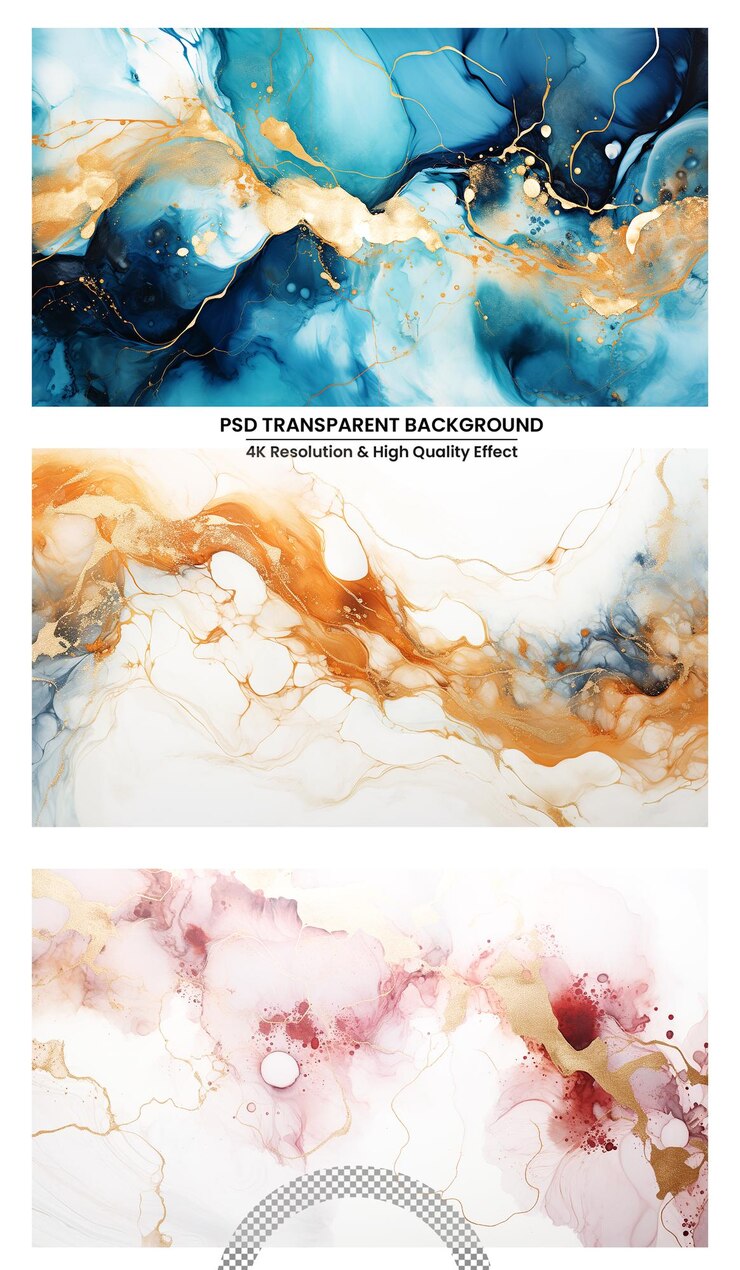 PSD abstrakter künstlerischer hintergrund blau und gold abstrakte malerei auf einem luxuriösen marmor-acryl-hintergrund
