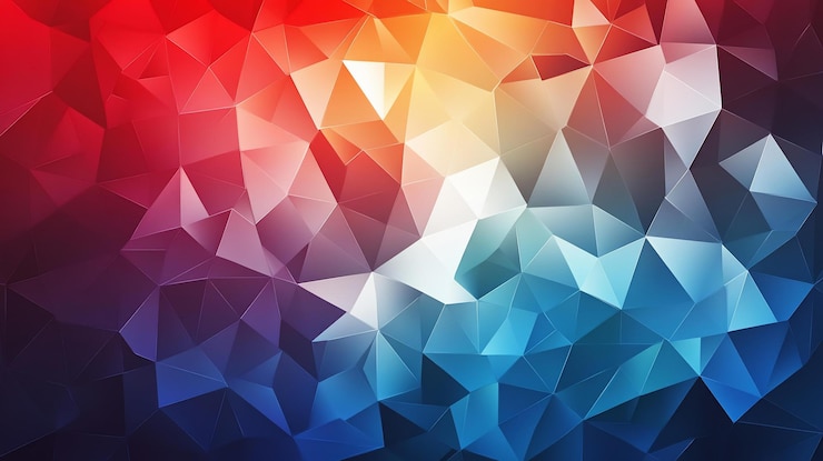 PSD abstrakter rot-blau-weißer geometrischer lowpoly-hintergrund