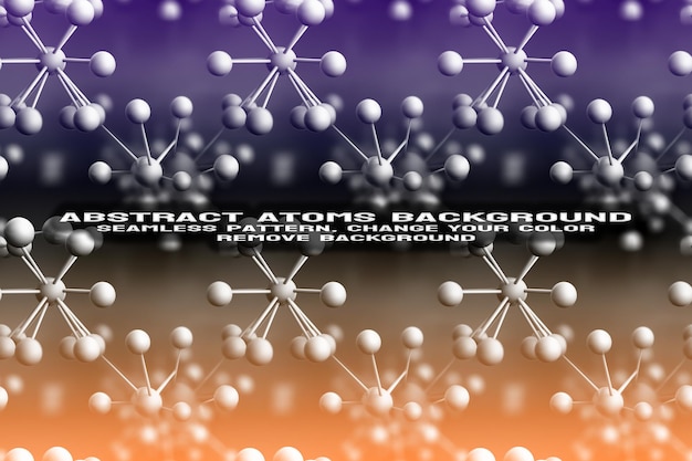Abstrakter strukturierter hintergrund mit bearbeitbarem molekül- und atommuster im psd-format