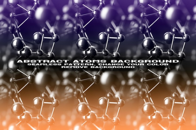 Abstrakter strukturierter hintergrund mit bearbeitbarem molekül- und atommuster im psd-format