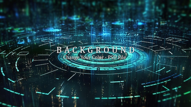 Abstrakter technischer Hintergrund, schwebende Zahlen, HUD-Hintergrund, generative KI
