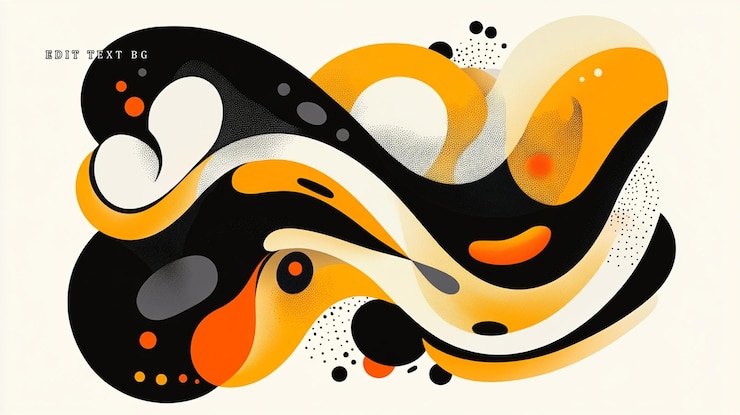 PSD abstraktes design von orangefarbenen und schwarzen flüssigkeitsformen