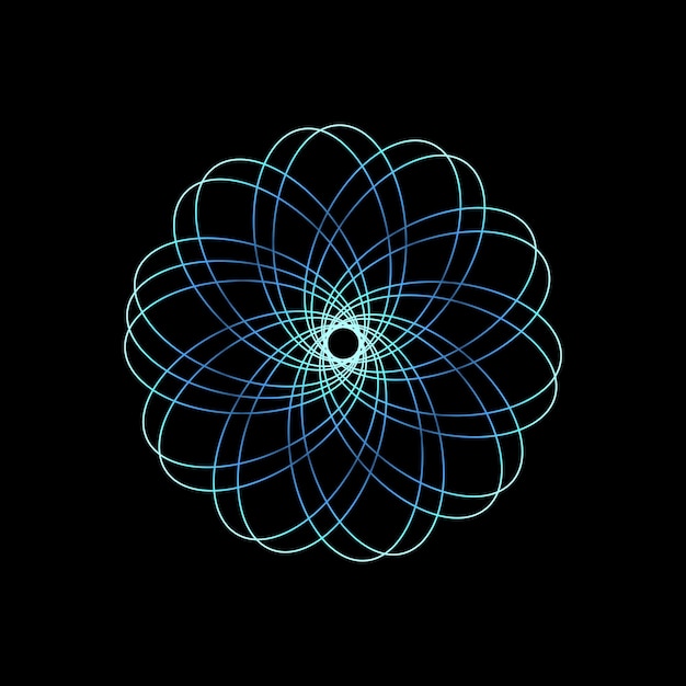 Abstraktes geometrisches Mandala in Neonblau