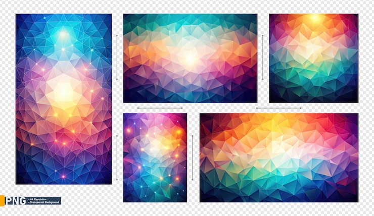 PSD abstraktes geometrisches mosaik aus farbenfrohen dreiecken mit lichteffekten