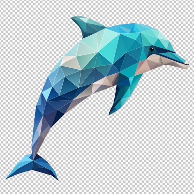 abstraktes Lowpoly-Delfin auf weißem Hintergrund