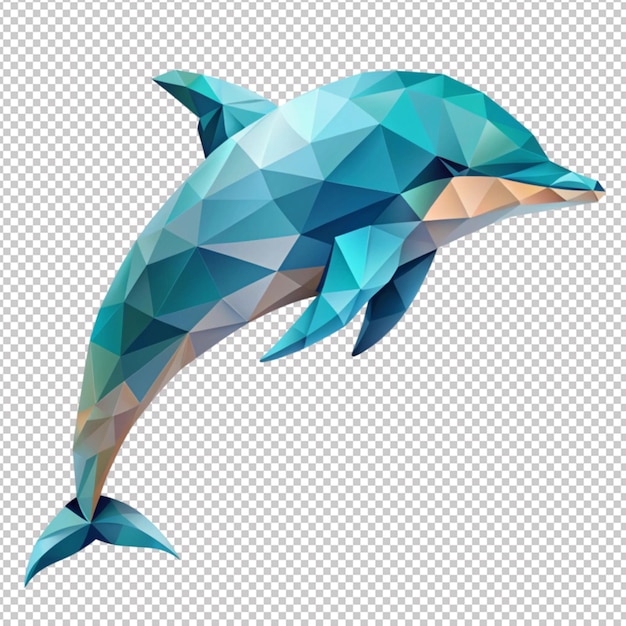 abstraktes Lowpoly-Delfin auf weißem Hintergrund