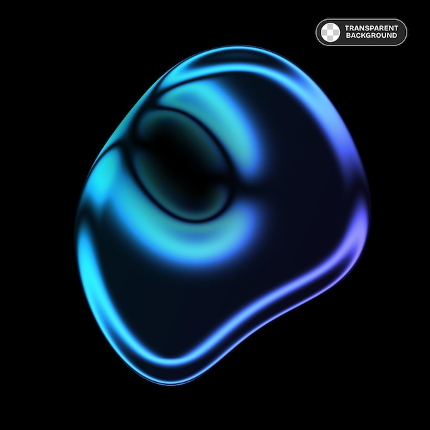 Abstraktes Objekt mit blauem gradienten 3D-Effekt im transparenten PNG-Format als Designelement