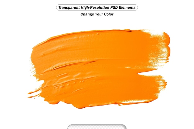 PSD abstraktes pinselstreifen aus orangefarbener farbe, isoliert auf weiß durchsichtigem boden