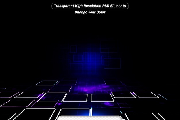 PSD abstraktes raster mit blauem licht auf schwarzem hintergrund
