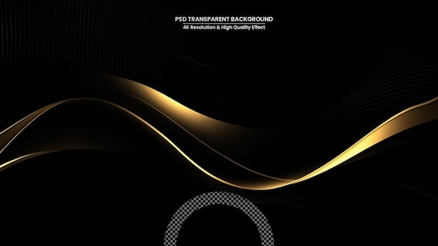Abstraktní lesklý barevný zlatý vlnový designový prvek s efektem třpytek na transparentním pozadí