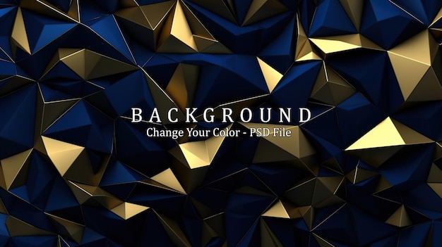Abstrato padrão poligonal luxo azul escuro com ouro Generative AI