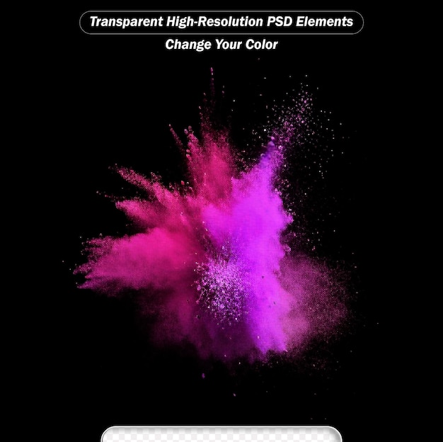 PSD abstrato pó rosa salpicado de fundo congele o movimento do pó colorido explodindo