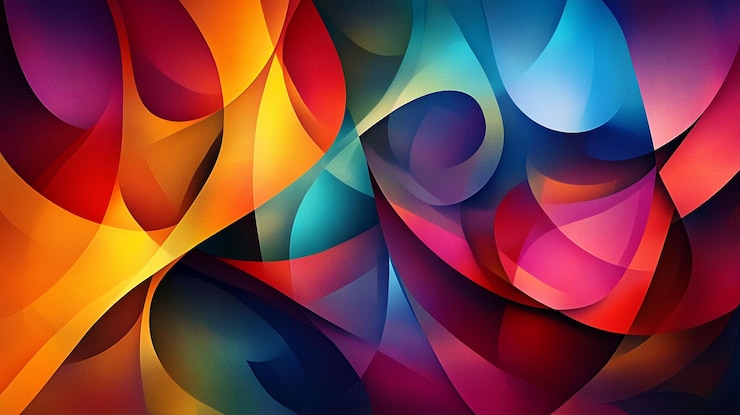 PSD abstratto vibrante colorato vortici e curve sfondo