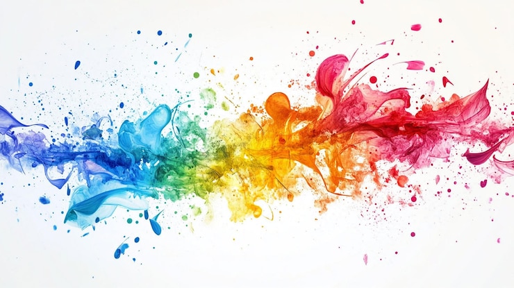 PSD abstrazione di vernici colorate spruzzo d'arcobaleno vibrante ondata fluente energia dinamica liquida