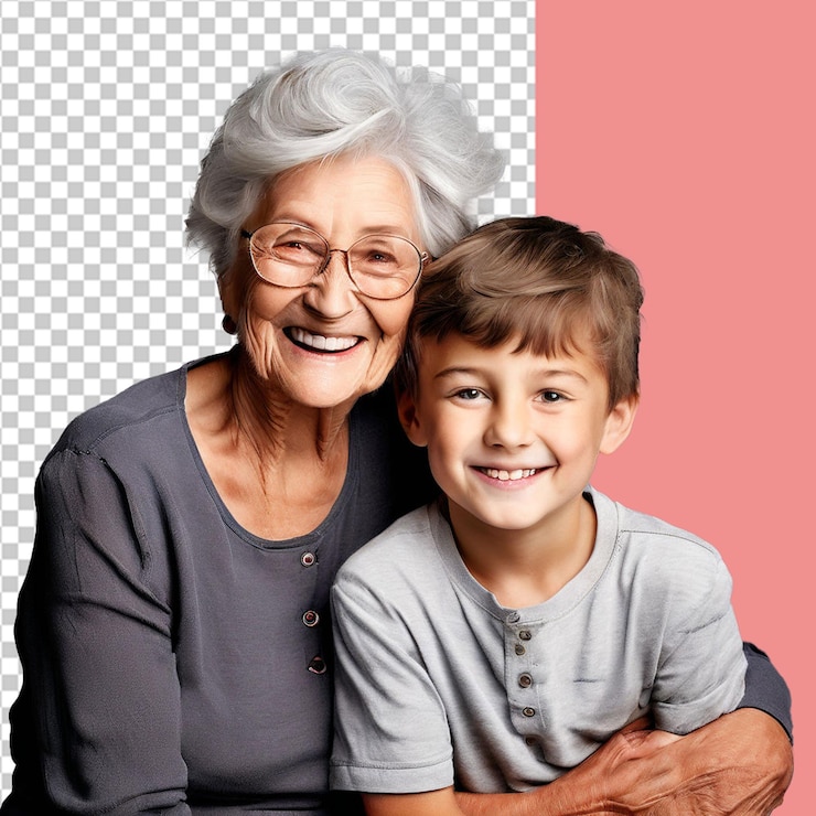 PSD la abuela, la madre y el bebé en casa.