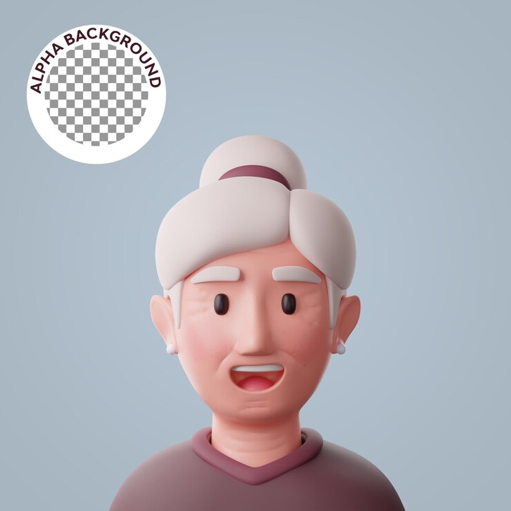 PSD abuela personaje de dibujos animados de ilustración 3d