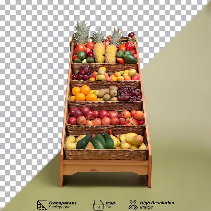 PSD una abundancia de frutas y verduras saludables aisladas