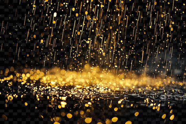 PSD abundante lluvia parpadeante con abundante vapor y efecto de luz de neón amarillo png colección y2k