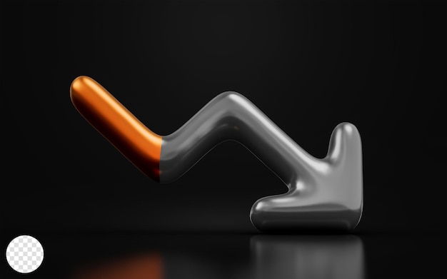 Abwärtsdiagramm-Pfeilzeichen auf dunklem Hintergrund 3D-Renderkonzept für verlustreduzierbare Finanzierung