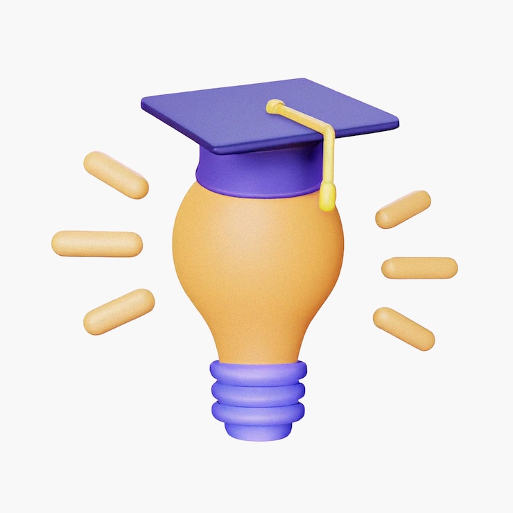 PSD academic idea lightbulb with graduation cap
