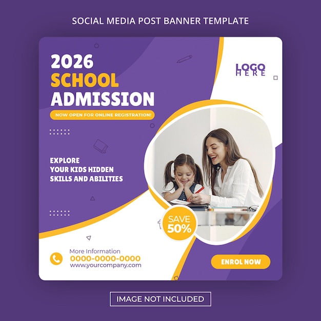 Academy-Banner-Vorlage für den Schulanfang Premium Psd