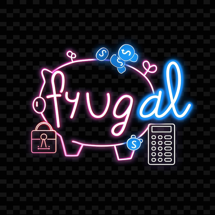 PSD accattivante illuminazione al neon di testo frugale con neon navy png y2k inspirated decorative