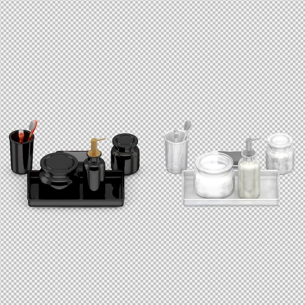 Accesorios de baño isométricos 3D aislados render