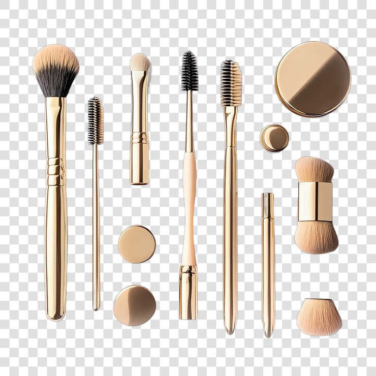 PSD accesorios de belleza colocados aislados sobre un fondo transparente