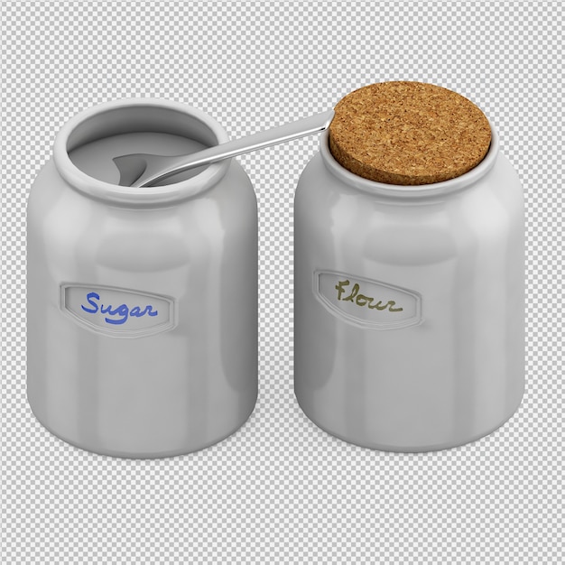 Accesorios de cocina isométricos render 3D