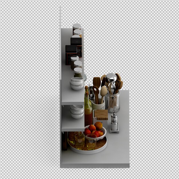 PSD accesorios de cocina isométricos render 3d