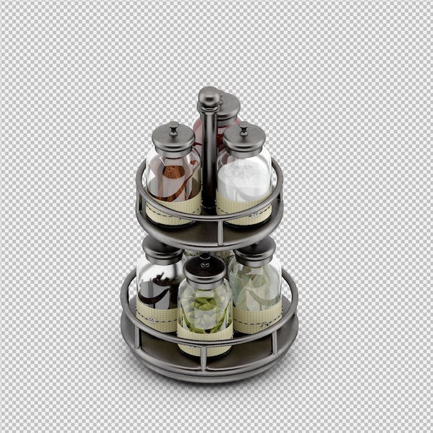 Accesorios de cocina isométricos render 3D