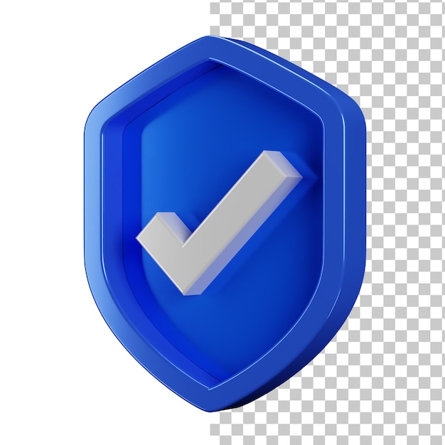 Access tick icon badge with 3d view blue security shield design