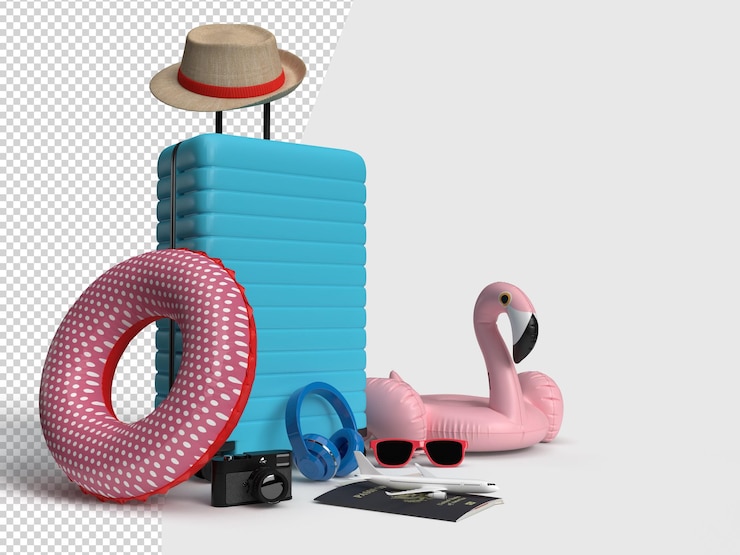 PSD accessoires d'avion et de voyage articles de vacances essentiels aventure et voyage voyage de vacances