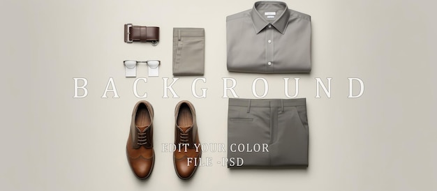 PSD accessoires de vêtements pour hommes de travail de bureau à fond gris décoloré